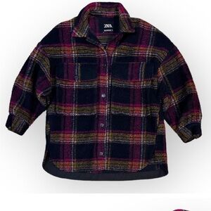 COPY - Zara Oversized Plaid Sherpa Shacket Women's Button Down